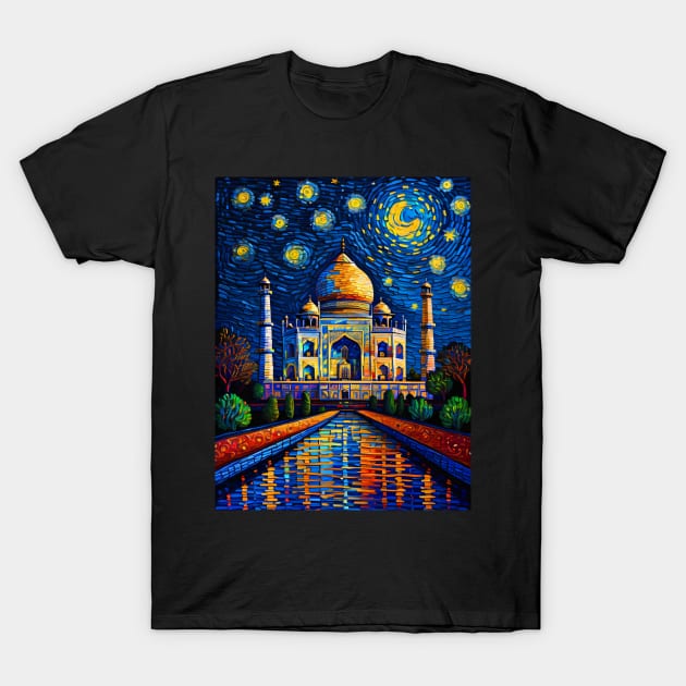 Taj Mahal in Starry Night T-Shirt by FUN GOGH